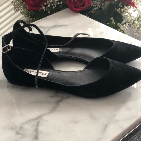 New Suede Black Flat Shoes Steve Madden - size 8M - Picture 2 of 4
